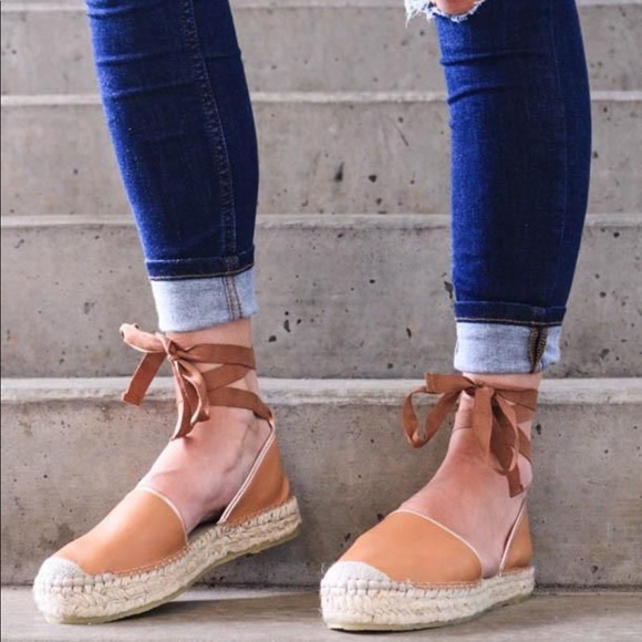 Free People Shoes - Free People Paradise leather Espadrille gold trim